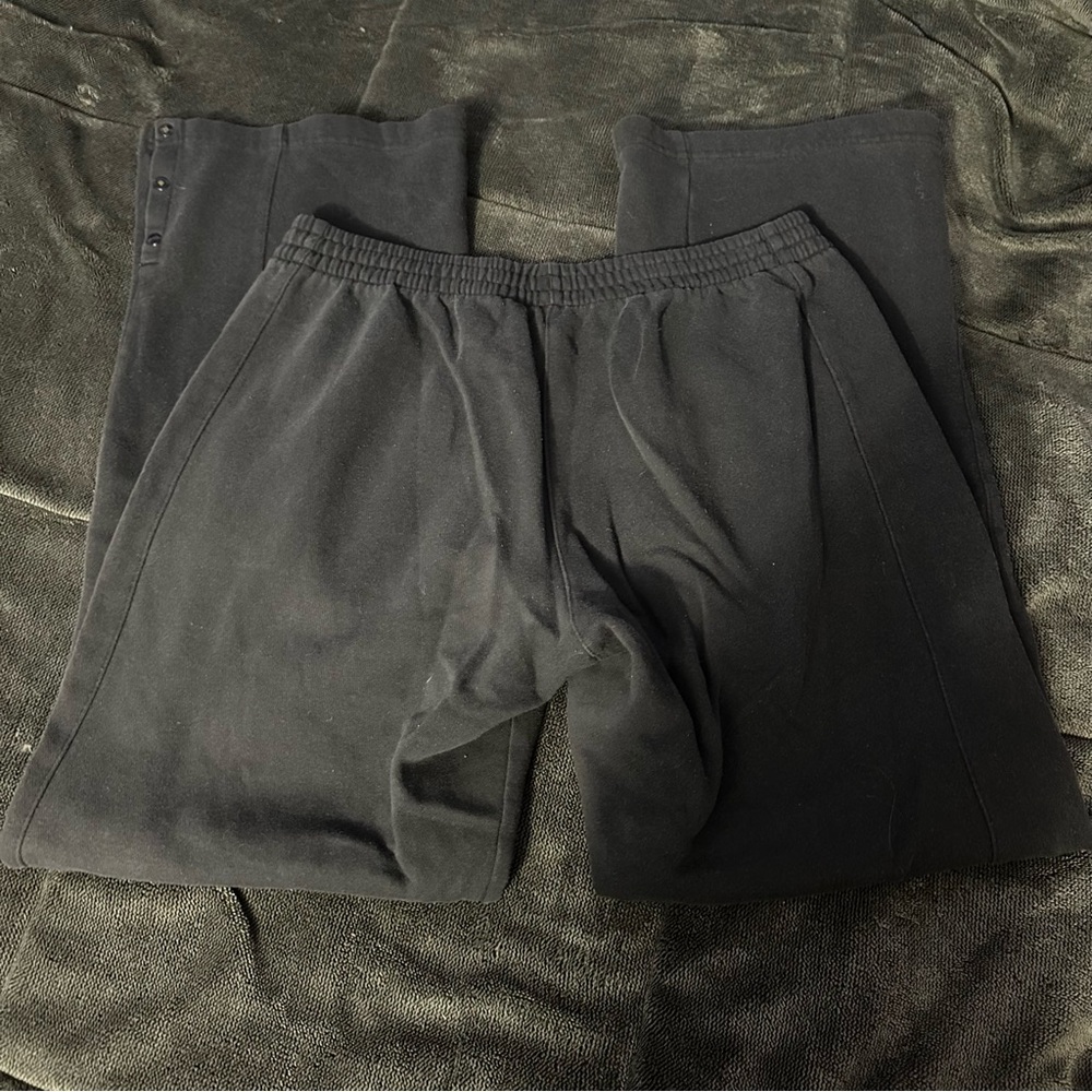 Adidas Black Logo Sweatpants w/ Snap Button Bottoms - Picture 5 of 6